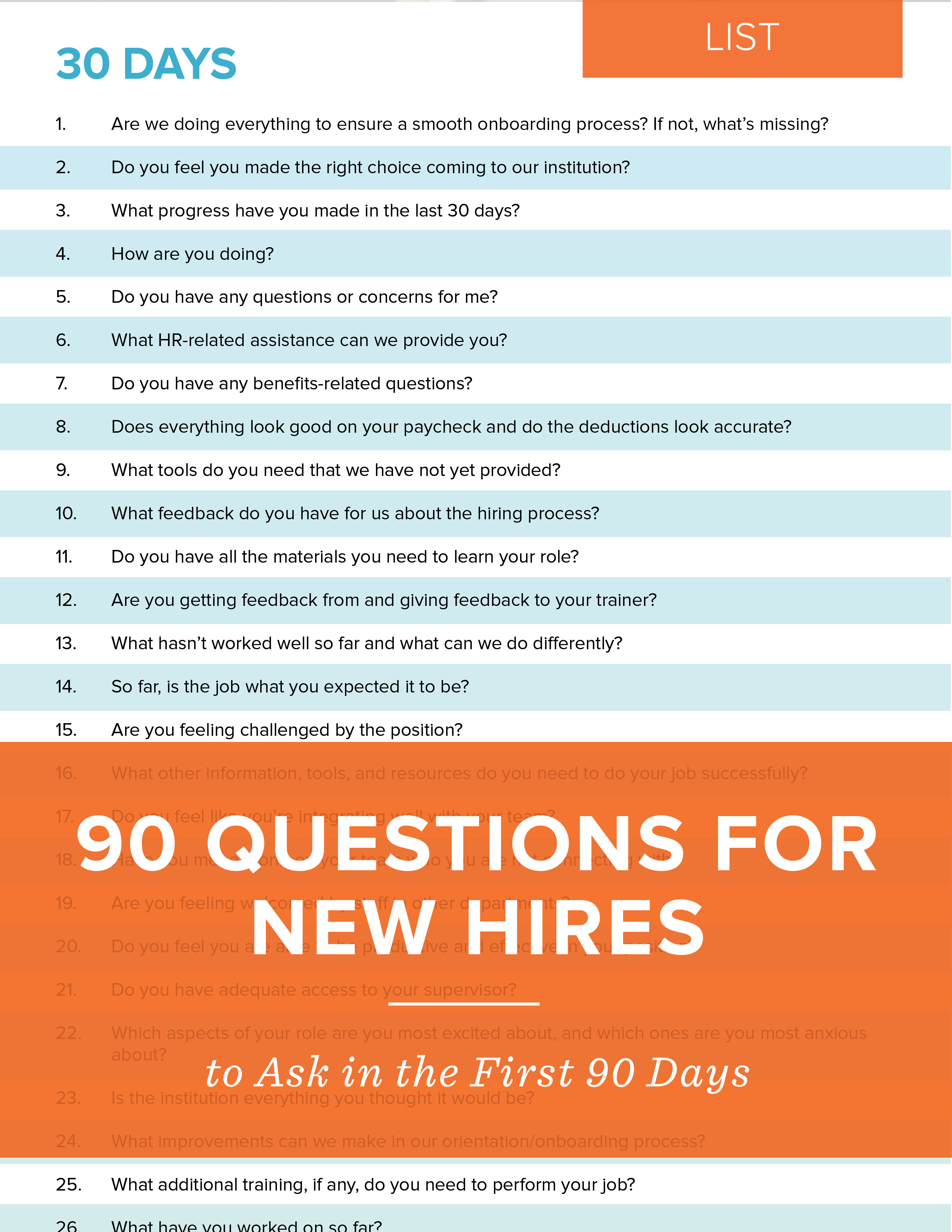 90 Questions For New Hires NEOED